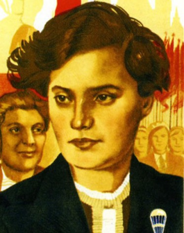 Detail of Stalin poster about the equal rights of women in the USSR in 1938